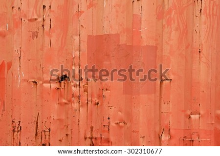 Grunge Metal Fence . Orange Galvanized Corrugated Sheet.