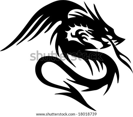 stock vector Dragon tribal tattoo