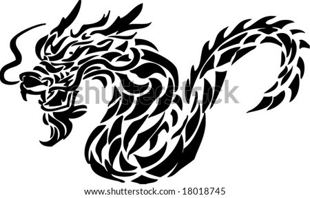 tribal tattoo dragon. stock vector : Dragon tribal