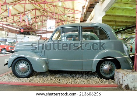MOSCOW, RUSSIA - November 5, 2011 :  Soviet car KIM 10-50 in the Museum of retro cars in Rogozhsky Val, Moscow, side view