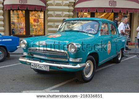 MOSCOW, RUSSIA - July 26, 2014: Soviet retro car bright green \