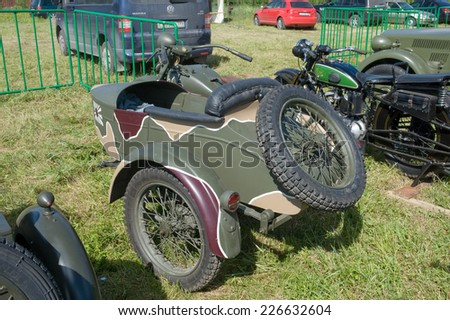 CHERNOGOLOVKA, MOSCOW REGION, RUSSIA -JUNE 21, 2013:  Japanese old military Rikuo motorcycle Type 97 at the 3rd international meeting of \