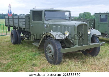 CHERNOGOLOVKA, MOSCOW REGION, RUSSIA - JUNE 21, 2013: French retro Citroen truck T-45 at the 3rd international meeting of \