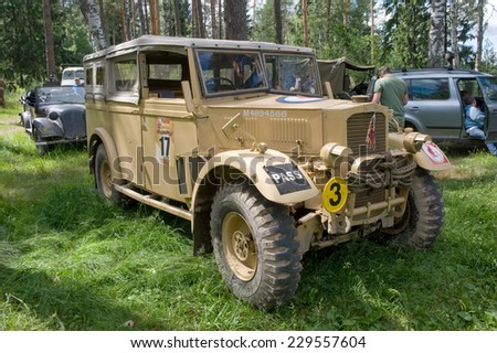 CHERNOGOLOVKA, MOSCOW REGION, RUSSIA - JUNE 21,2013: The British commander\'s car Humber FWD at the 3rd international meeting of \