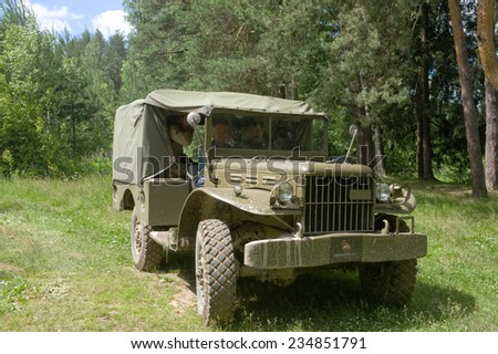 CHERNOGOLOVKA, MOSCOW REGION, RUSSIA - JUNE 21, 2013: American retro car Dodge WC-51 at the 3rd international meeting of \