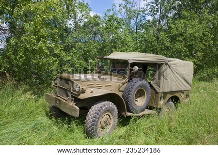 CHERNOGOLOVKA, MOSCOW REGION, RUSSIA - JUNE 21, 2013: Retro car Dodge WC-51 at the 3rd international meeting of \