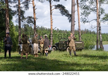 CHERNOGOLOVKA, MOSCOW REGION, RUSSIA - JUNE 21, 2013: Camp in the woods, 3rd international meeting \