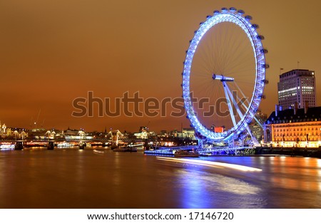 night view of London Eye