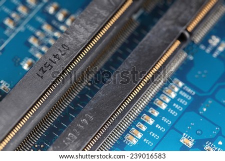connector slots for lap top computer memory on a printed wiring board