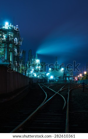 Plants and freight yards (Night View and Blue dyed sky)\
Yard of hollowness