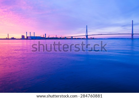Dawn of Scenes(Purple Sky)\
Bridge over the industrial area &Seaside views\
Views of Tokyo Japan