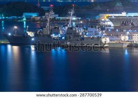 Tokyo Japan,May,1,2015\
Night view of US Navy base in Yokosuka