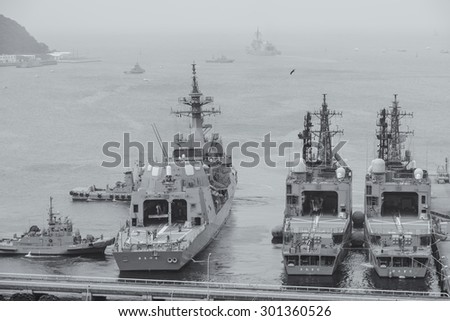 Tokyo Japan, 15 Jun 2015\
Japan Naval Ship DD-116, DD-157,DD-153,at Yokosuka Naval Port.