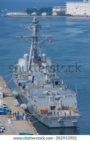 Tokyo Japan, 15 Jun 2015\
US Naval Ship DDG-85 McCampbell , at Yokosuka Naval Port.