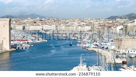Marseille,France - April 27, 2014 : The old sea port, view of the historic harbor 