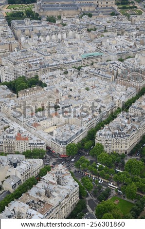 Paris,France - 27 May, 2014 :Aerial view from top of Eifell tower at Paris, France