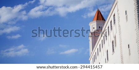 Bratislava, Slovakia- 22 June, 2014 :  View of Bratislava Castle on blue sky sunny day, Slovakia