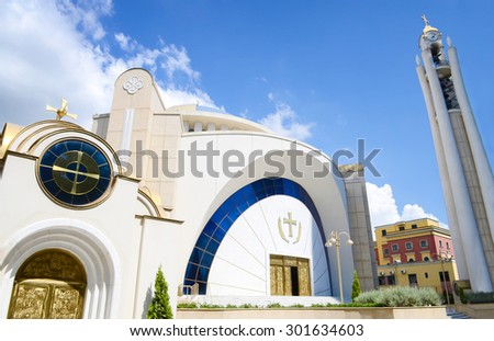 Tirana, Albania - July 12, 2014 - Resurrection of Christ Orthodox Cathedral in Tirana.Tirana is capital of Albania.