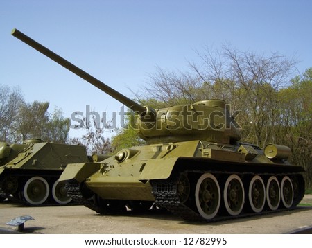 Soviet Union tank T-34 On 411 Battery in Ukraine, Odessa. Monument of World War II