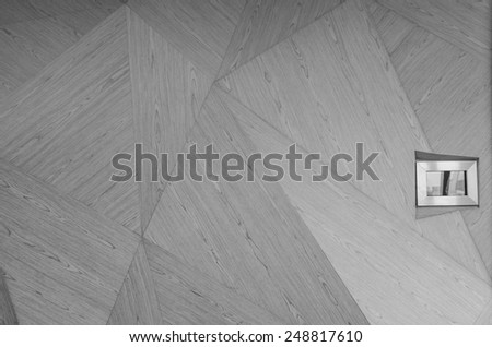 Wooden geometry background with monitor (black and white, shadow for show geometry and way of light)