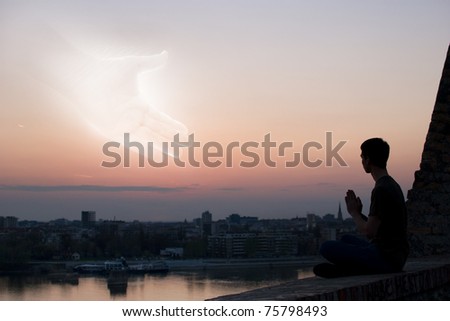 Man praying, and god answering him.