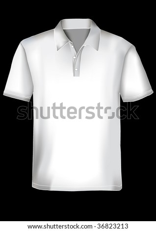 Polo Shirt Outline. White realistic polo shirt
