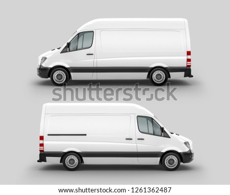 White Cargo Express Van Vehicle left  and right view. 3D rendering