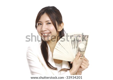 rich woman. asian. bill. currency