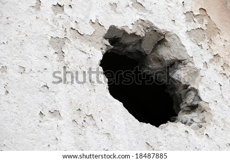 Black hole in the wall of old house