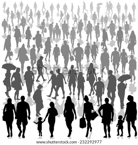 Crowd of people isolated on background. Vector illustration