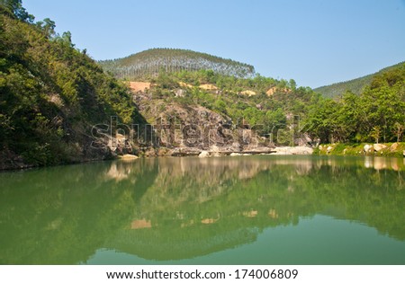 green mountain and lake at Raoping geopark, south east China