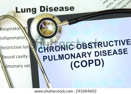 Tablet with words  Chronic obstructive pulmonary disease (COPD) and stethoscope.
