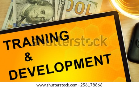 Words Training & Development  on tablet. Business concept.
