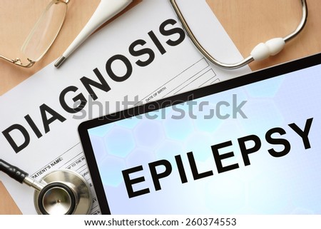 Tablet with diagnosis Epilepsy and stethoscope.