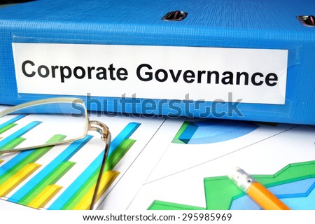 Folder with label  Corporate Governance and charts.