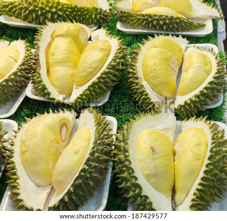 King of fruits, durian at the fruit market, Thailand