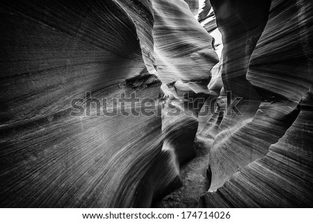 Lower Antelope Canyon in black and white.