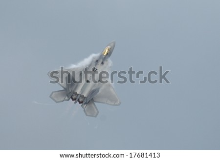 Stealth jet fighter F-22 Raptor  climbing  - Arctic Thunder airshow 2008 - Anchorage - Alaska - USA