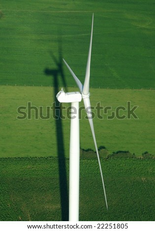 aerial view of wind turbine shadow - France Europe