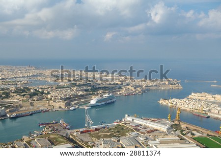 Aerial view of Grand Harbour port,  La Valletta - Malta Island