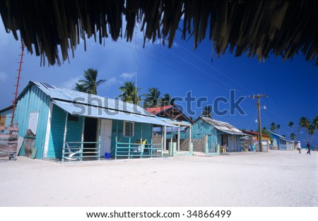 Colored houses at Saona island village - Dominican republic