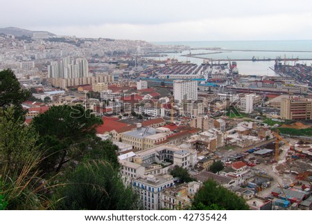 overview of Algiers capital city of Algeria country, Belouizdad suburb and port  - Northern africa