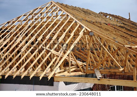 Wood Roof framing with wooden trusses