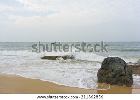 Mui Ne beach, Vietnam, a beautiful beach with long coastline, silver sand and huge waves