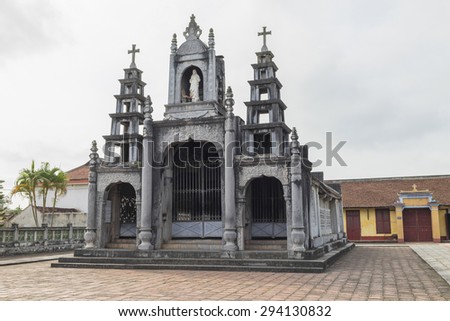 Small church in Phat Diem Stone Cathedral - one of the most famous and beautiful churches and travel destination in Vietnam. It took 24 years to build this church from 1875 to 1898