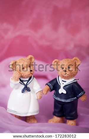 Clothes on a sailor teddy bear friends in