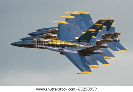 FLORIDA, USA - NOVEMBER 6: Blue Angels fly in formation during performance on \