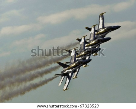 FLORIDA, USA - NOVEMBER 6: Blue Angels fly in formation during performance on \