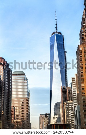 NEW YORK - January 25: View of World Trade Center in New York City, as seen on January 25, 2014. View of World Trade Center.