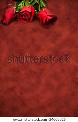 Abstract background with three beautiful red roses